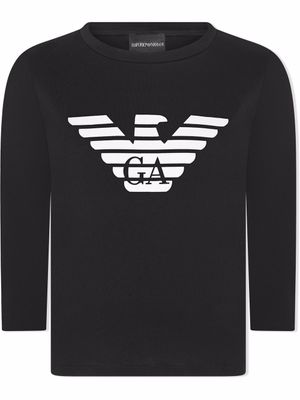 Emporio Armani Kids t-shirt à logo imprimé - Bleu