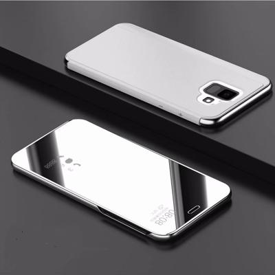 Galvaniseren spiegel horizontale Flip lederen draagtas voor Xiaomi Pocophone F1 met houder (zilver)