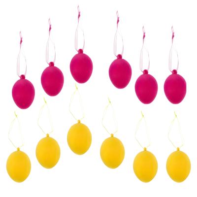 Paaseieren hangdecoratie - roze en geel - 12x stuks - 4 x 6 cm - Paasversiering Paaseieren hangdecoratie - roze en geel - 12x stuks - 4 x 6 cm - Paasversiering