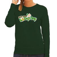 Its your lucky day klavertjevier feest sweater/ outfit groen voor dames - St. Patricksday 2XL  -