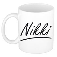 Nikki voornaam kado beker / mok sierlijke letters - gepersonaliseerde mok met naam - Naam mokken - thumbnail