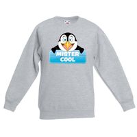 Pinguin dieren sweater grijs voor kinderen - thumbnail