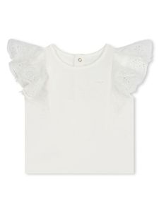 Chloé Kids blouse en coton biologique à logo brodé - Blanc