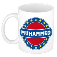 Muhammed voornaam koffiemok - beker - wit/blauw - 300 ml - Cadeau - Heren - Collega - Vaderdag