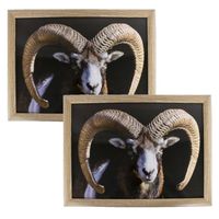 2x stuks schootkussens/laptrays ram/schaap print 33 x 43 cm - Dienbladen