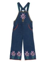 Stella McCartney Kids salopette en jean à fleurs brodées - Bleu