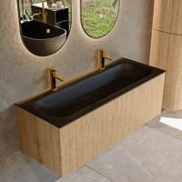 Badmeubel Mondiaz Kurve | 120 cm | Meubelkleur Oak | Wastafelkleur Urban | Midden spoelbak | 2 kraangaten