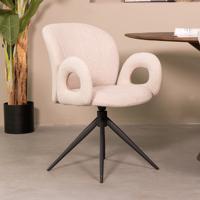 LABEL51 Eetkamerstoel Neo - Naturel - Boucle - Zwart Metalen Frame