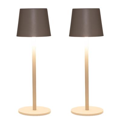 Portable tafellamp Ambiance - 2x - 27 cm - beige/zand - aanraaksensor - oplaadbaar USB - binnen/bu