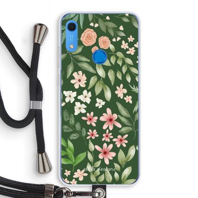 Botanical green sweet flower heaven: Huawei Y6s Transparant Hoesje met koord