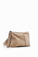 Kleine leren schoudertas met logo - BROWN - U