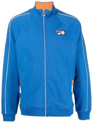 Fila sweat zippé en coton à patch logo - Bleu