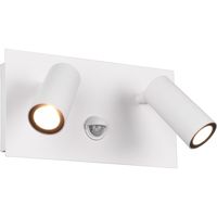 LED Tuinverlichting met Bewegingssensor - Wandlamp Buitenlamp - Trion Sonei - 6W - Warm Wit 3000K - 2-lichts - Rechthoek - Mat Wit - Aluminium