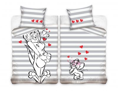 Carbotex dekbedovertrek Tom & Jerry grijs Carbotex dekbedovertrek Tom & Jerry grijs