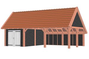 Kapschuur De Hofstee XXL 950x595 cm - Combinatie 1- Kapschuurdak- Onbehandeld lariks Douglas hout- Trendhout
