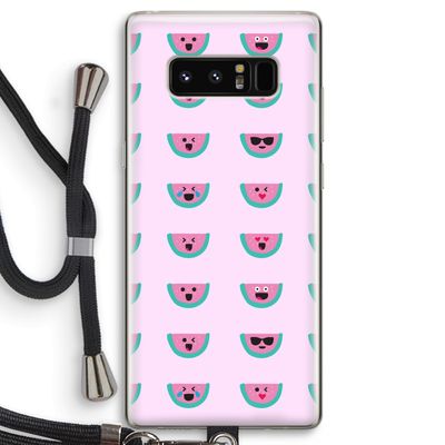 Smiley watermeloenprint: Samsung Galaxy Note 8 Transparant Hoesje met koord