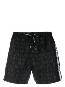 Balmain short de bain à logo imprimé - Noir