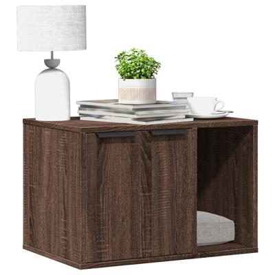 Kattenbakkast 60x40x40 cm bewerkt hout bruin eikenkleurig