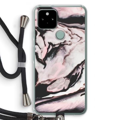 Roze stroom: Pixel 5 Transparant Hoesje met koord