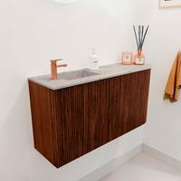 Toiletmeubel Mondiaz Joya Dlux | 81.6 cm | Meubelkleur Ruby | Faye wastafel Glace Wasbak Links | 1 kraangat