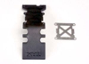 Skidplate, rear plastic (black)/ stainless steel plate (TRX-4928)