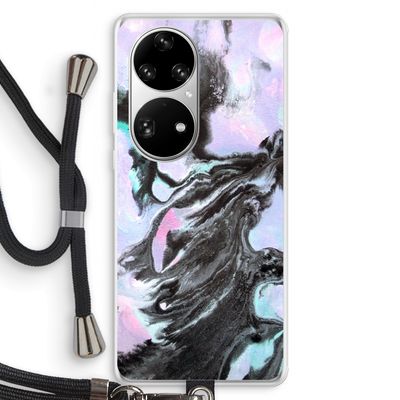 Pastel zwart: Huawei P50 Pro Transparant Hoesje met koord