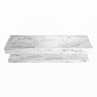 MONDIAZ ALAN-DLUX 150cm planchet Glace. Vrijhangende wastafel CLOUD rechts 1 kraangat, kleur Glace.