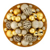 Giftsome Gouden Kerstballen Set - 101 Kunststof Kerstballen - Incl. Piek - Ø 3/4/6 cm - thumbnail