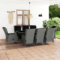 9-delige Tuinset met kussens poly rattan lichtgrijs