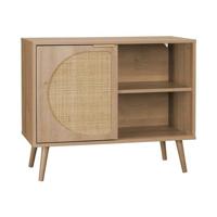 sweeek - Scandinavisch dressoir, hout en rond rietdecor, 1 deur 80cm