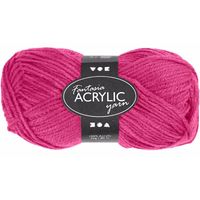 Bolletjes acryl wol neon roze 50 gram   -