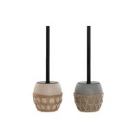 Toiletborstel Home ESPRIT Zwart Grijs Crème Vezel Dolomite 11 x 11 x 38 cm (2 Stuks)