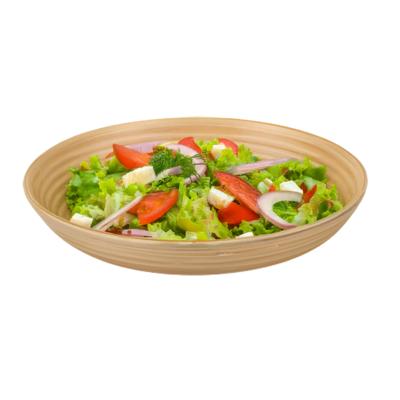 Serveerschaal/saladeschaal - D25 x H5 cm - bamboe - naturel - platte schaal