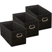 Opbergmand/kastmand - Set van 3x stuks - zwart - linnen - 7 liter - 31 x 15 x 15 cm - Opbergbox - Va