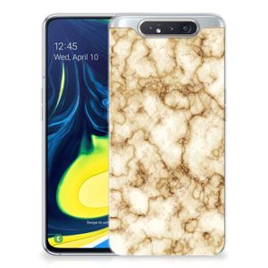 Samsung Galaxy A80 TPU Siliconen Hoesje Marmer Goud