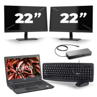 Fujitsu LifeBook U729 - Intel Core i5-8e Generatie - 12 inch - 16GB RAM - 256GB SSD - Windows 11 + 2x 22 inch Monitor
