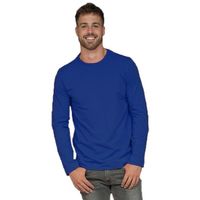 Basic stretch shirt lange mouwen/longsleeve blauw voor heren 2XL (44/56)  - - thumbnail