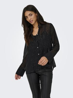 Only Onlstar Life L/s Grace Glitter Shirt Wvn Blouse Black