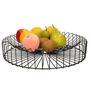 Metalen fruitmand/fruitschaal zwart rond groot 40 x 6 cm