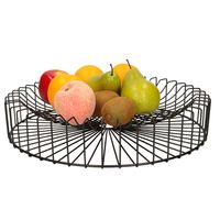 Metalen fruitmand/fruitschaal zwart rond groot 40 x 6 cm - thumbnail