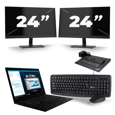 Lenovo ThinkPad L490 - Intel Core i5-8e Generatie - 14 inch - 16GB RAM - 256GB SSD - Windows 11 + 2x 24 inch Monitor