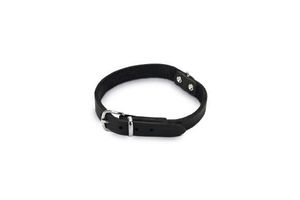 Beeztees - halsband hond - leer - zwart - 32-37 cm x 16 mm