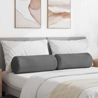 VidaXL Bolster kussens 2 stuks donkergrijs ø 25 x 70 cm microvezel stof