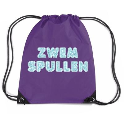 Zwemspullen rugzakje - paars - nylon zwemtas - met rijgkoord - zwemles - sport