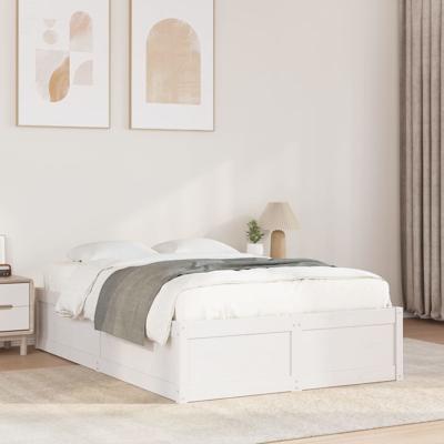 Bedframe zonder matras massief grenenhout wit 120x200 cm