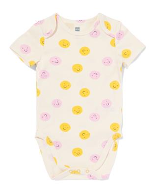 HEMA Babyromper Katoen Met Stretch Gezichtje Geel (geel)