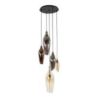 Fraaai Carmen hanglamp 5L getrapt cocoon mix glas - zwart