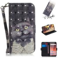 3D gekleurde tekening knuffel kat patroon horizontale Flip lederen case voor Nokia 1 Plus met houder & card slots & portemonnee