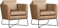 Set van 2 Grijze leren moderne design fauteuils Crossover - Rancho Leer Stone (grijs leer)