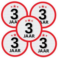3 jaar leeftijd sticker - 5x - rond - Dia 15 cm - 3 jaar verjaardag - jubileum - leeftijd versiering